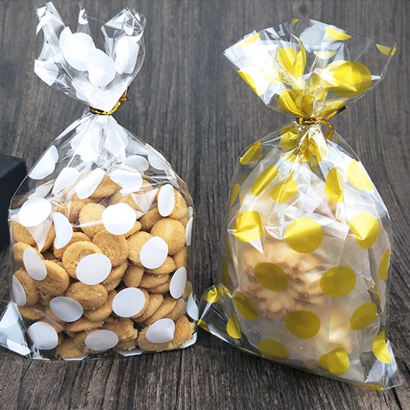 25pcs 13 X 21 cm white Golden dots bag cookies diy Gift Bags for Christmas Party Candy Food&Handmade soap Packaging bags DT22  (5)