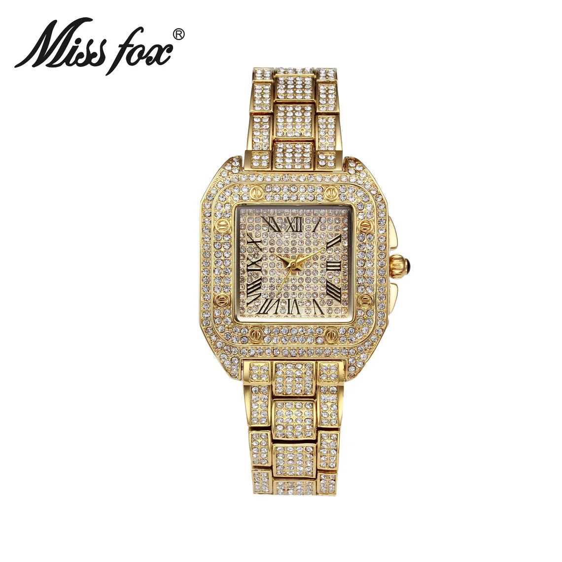 

2019 new fashion luxury quartz alloy square jewelry buckle European fashion inlaid diamond full watch female