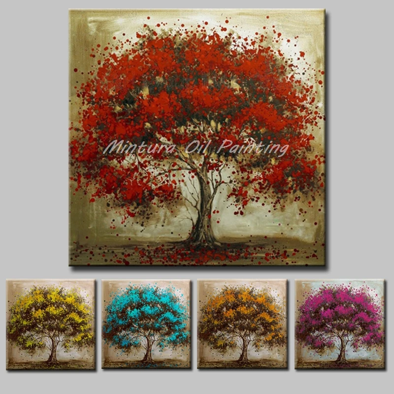 Mintura Art Hand Painted Tree of Life Oil Paintings on CanvasModern