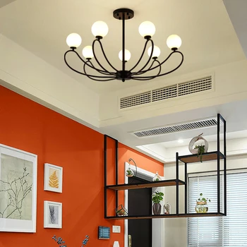 

Post modern 7heads glass pendant lamps creative iron living room bedroom study restaurant clothing store pendant ligh Z121007