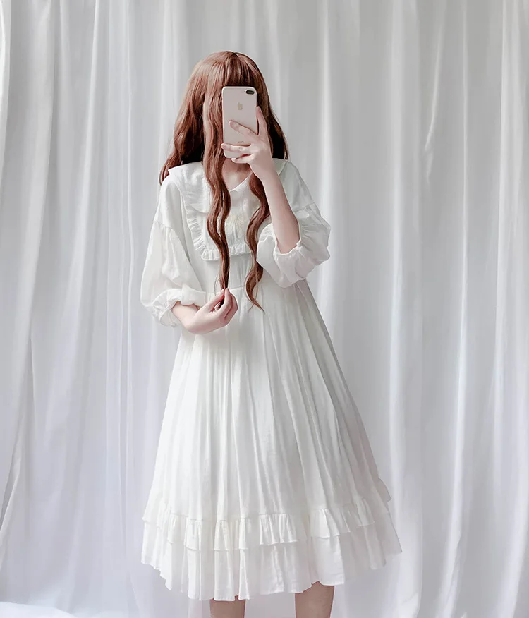 Костюм лолиты платье милые пышные рукава японский Harajuku Kawaii обувь для девочек принцесса горничной Винтаж юбка лук общая кукла воротни