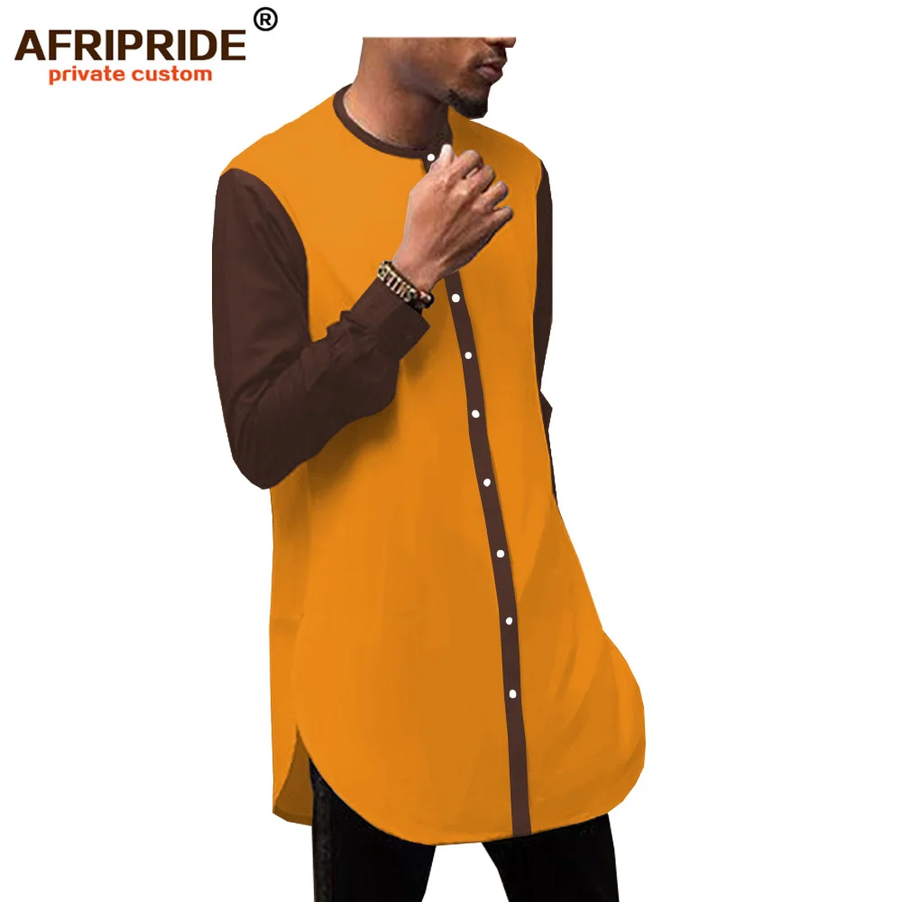 2019 african spring fashion men's casual shirt AFRIPRIDE bazin richi full sleeve single breasted cotton shirt for men A1912001