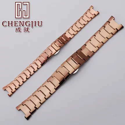 

Rose Gold Curved Watch Strap For Rado Tungsten Steel Strap Metal Watch Band Bracelets Hours Belt Deployment Clasp Horlogeband
