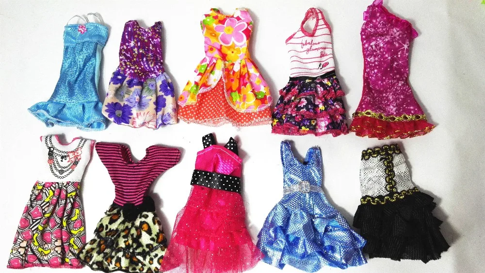 Случайный выбор, 14 шт./лот, комплекты одежды для кукол, модная одежда, повседневные платья, костюмы для куклы Барби, платье, лучший подарок, игрушки для малышей