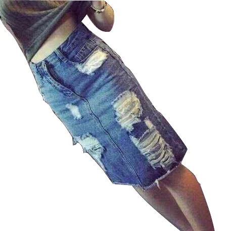 

2017 Autumn Winter High waist Sexy Women Jeans Skirts Large Size Hip Straight Hole Denim Skirt Fashion Woman Skirts XXXL YL088