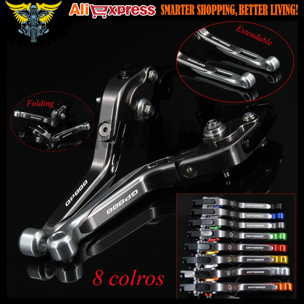 !! Лазерный лого GP800 серебристый и титановый CNC складные раздвижные мотоциклетные