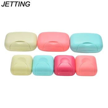 

Candy Color Soap Dish Box Case Holder Container Wash Shower Home Bathroom Travel outdoor camping soap box with Cover HOT