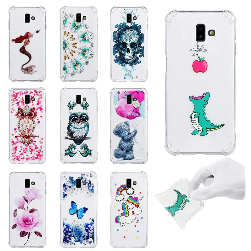 

CAPF Phone Case For Samsung Galaxy J4 Plus Solid Color Unicorn Transparent Shockproof for Samsung J6 Plus Back Cover Soft TPU
