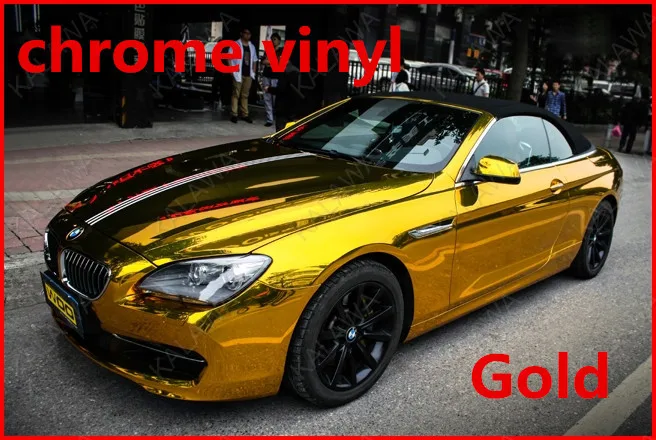 1 Roll 1.52*30M Gold chrome vinyl chrome car wrap ...