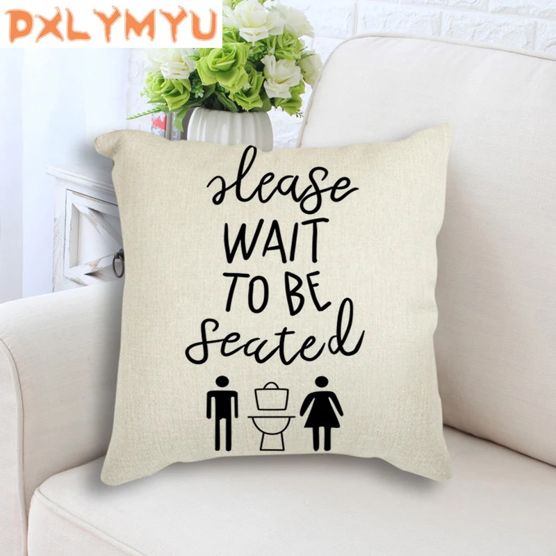 

Funny Quote Toilet Paper Brush Teeth Bathtub Painting Cushion Cover Nordic Posters Printed Throw Pillow Case 45x45cm for Sofa
