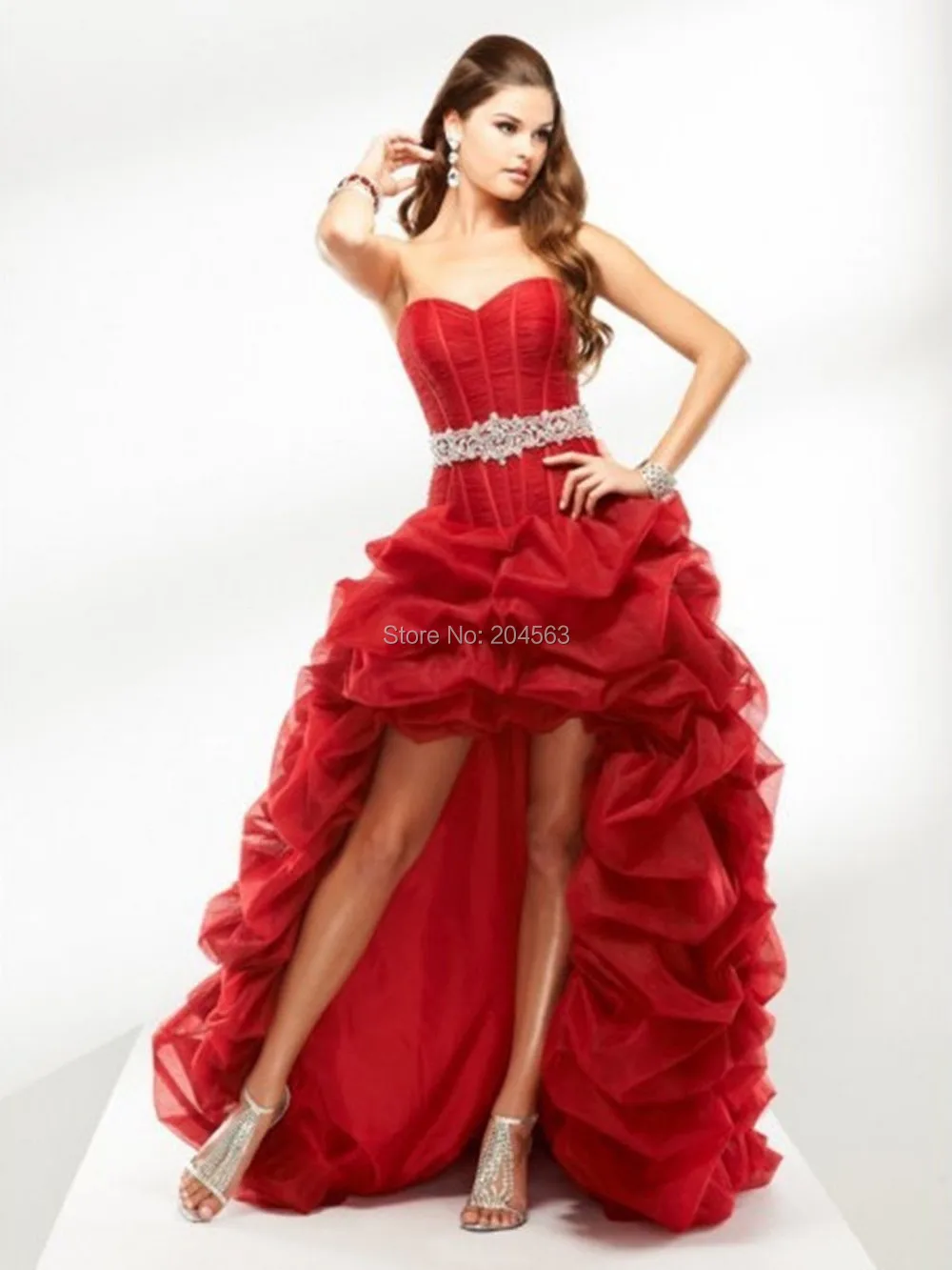 

Free Shipping In Stock Cheap Wedding Dress With Beaded Sashes