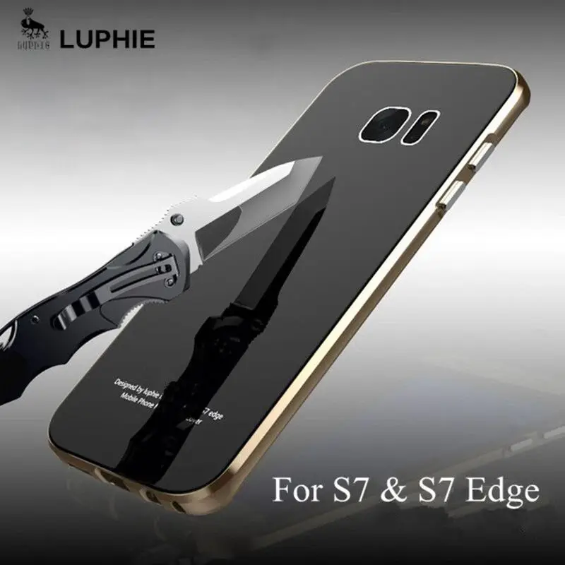 imágenes para Para Samsung Galaxy Caso Borde S7 Original Luphie metal marco con Vidrio templado contraportada Fundas Para Samsung S7 S7 Casos Extremos imágenes para Para Samsung Galaxy Caso Borde S7 Original Luphie metal marco con Vidrio templado contraportada Fundas Para Samsung S7 S7 Casos Extremos