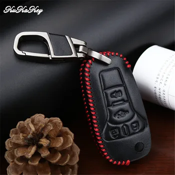 

2018 Leather Car Key Cover Case For Ford Fusion 2013-2015 4 Button Remote Flip Key Shell Holder Keychain Ring Auto Accessories