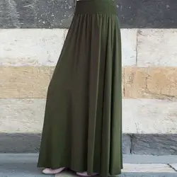 Женская модная однотонная плиссированная юбка с эластичной резинкой на талии в винтажном стиле, свободные длинные юбки Gonne #30