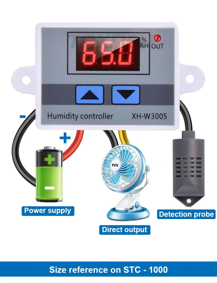 Цифровой регулятор влажности XH-W3005 12 В 24 В 220 В гигрометр регулятор влажности+ датчик влажности