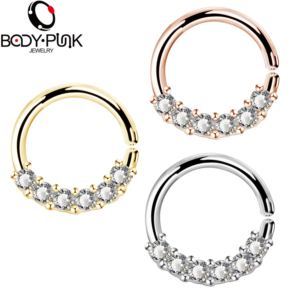 

Body Punk New 16G Cartilage Earrings Nose Rings Hoop Piercing Helix Daith Tragus Earring Clear Cubic Zircon Rook Women