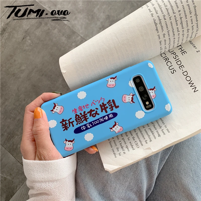 

Cartoon Blue Milk Pattern Matte Soild Candy Color Soft Silicone Cover Case for Samsung Galaxy S10 S9 S8 Plus Note 8 9 TPU Cases