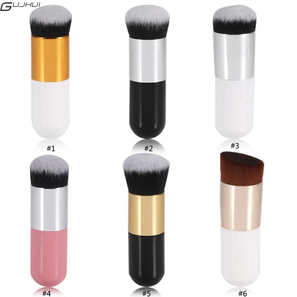 

GUJHUI Makeup Brushes Chubby Pier Flat Round Brush Smooth Professional Make Up Powder Foundation Blusher Contour Cosmetics Brush