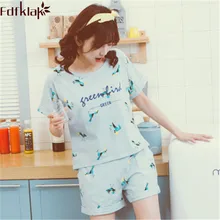 Мода г. летние пижамы Для женщин милый мультфильм хлопковые пижамы с коротким рукавом пижамы комплект Шорты для женщин Пижама домашняя одежда 5 стилей