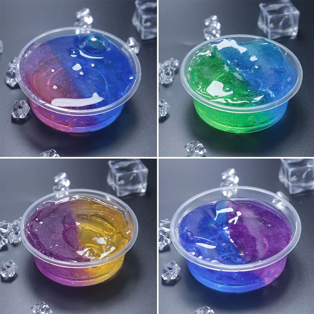 

YOOAP Crystal Mud Slime Toy For Kids With Colored Foam Balls Clear Fluffy Clay Adults Anti-stress DIY Color Mixing