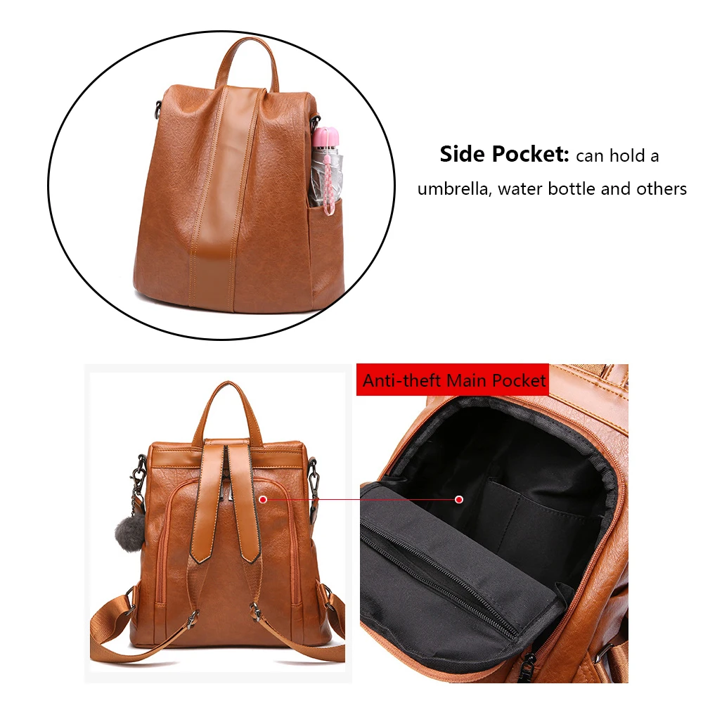 HERALD Модный женский рюкзак с ворсом, качественный кожаный школьный рюкзак большой емкости для девочек-подростков, дорожные сумки