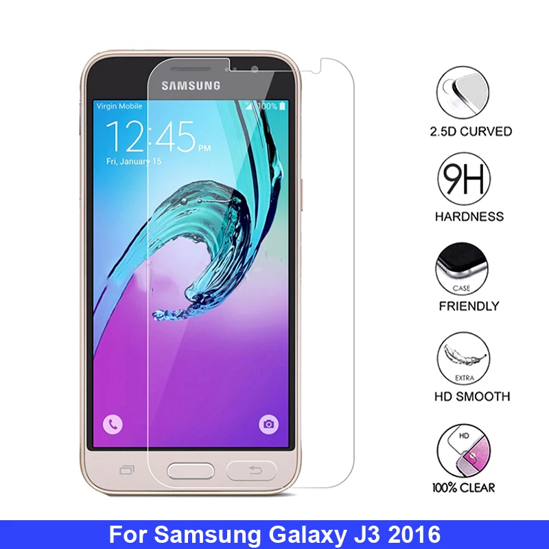 

2Pcs Toughed Protective Glass on for Samsung Galaxy J3 2016 Screen Protector Tempered Glass for Samsung J3 2016 J320F Glass Film