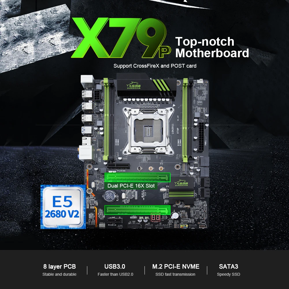 

Jingsha X79P LGA 2011 Motherboard M.2 High Speed E5 LGA2011 Intel E5/E5V2 Processor DDR3 64GB Mainboard PCI-E3.0 NVME
