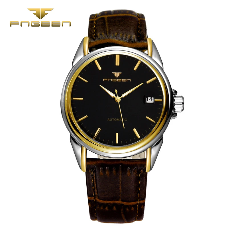 FNGEEN 6609 Automatic waterproof font b Men b font watch Fashion hollow font b Mechanical b