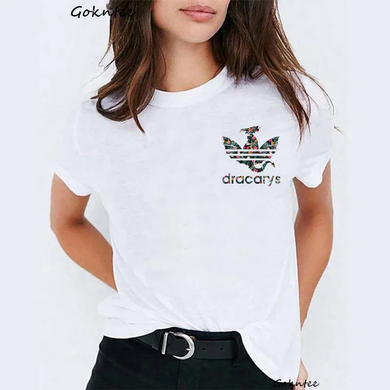 

Dracarys Tshirt Women Camiseta Mujer Game of Thrones Daen White T-shirt Summer Harajuku Shirt Mother of Dragon Vogue t shirt