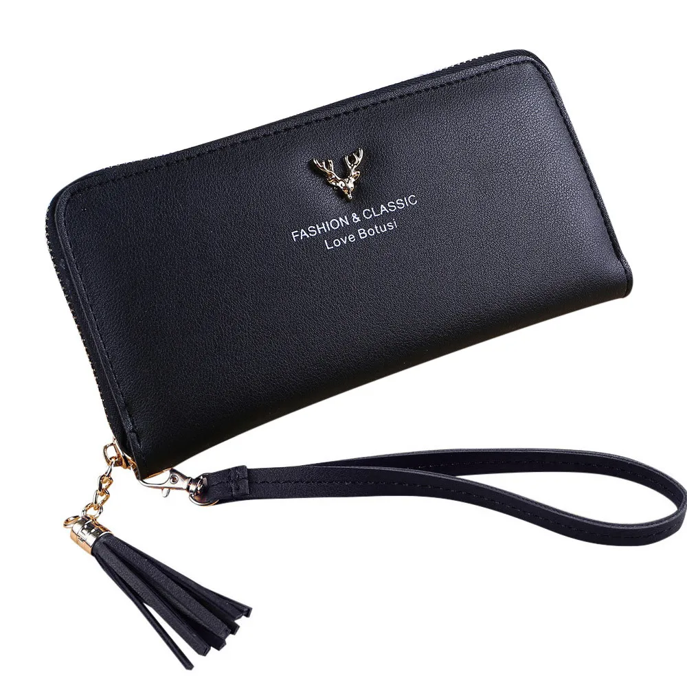 

Women Wallet Female Purse Women Leather Wallet Long Coin Purse Card Holder Money Clutch Wristlet Multifunction Zipper