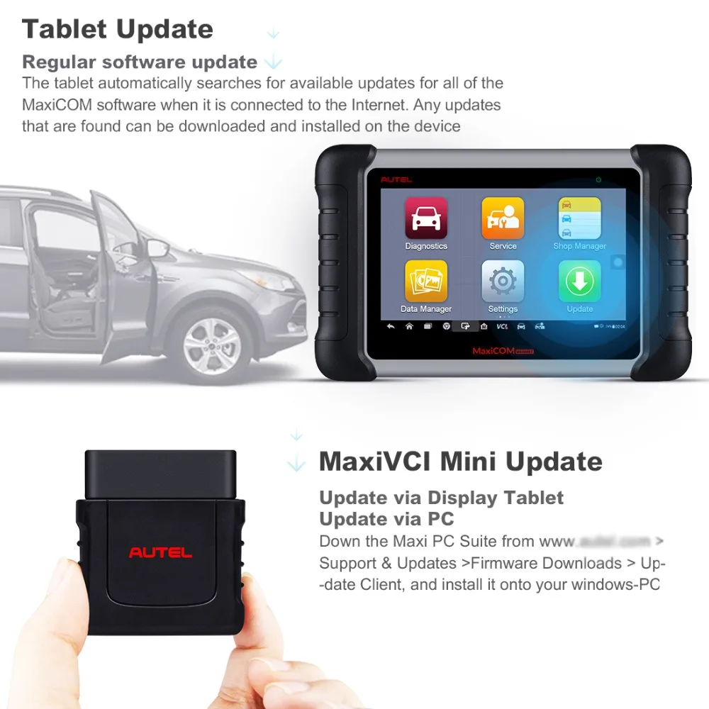 Autel MaxiCOM MK808BT OBD2 сканер диагностический инструмент, с MaxiVCI поддерживает полную диагностику системы обновленная версия MK808