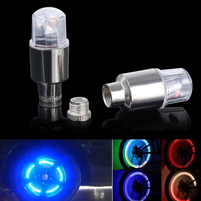 2PCS Bike Motorcycle light Wheel Tire Tyre Valve Cap Neon LED Flash Light Lamp for safety accessories with 6*Button Battery | Спорт и