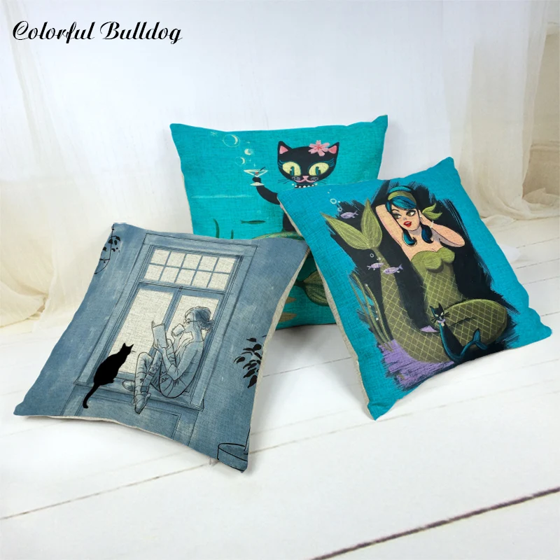 الكرتون نسخة من جميلة القط حورية البحر الغيتار الروبوتية نمط المخدة كرسي مكتب غرفة نوم أريكة غطاء الوسادة الكرتون نسخة من جميلة القط حورية البحر الغيتار الروبوتية نمط المخدة كرسي مكتب غرفة نوم أريكة غطاء الوسادة