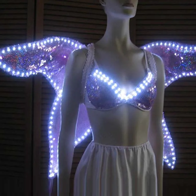  New Design Led Luminous Glowing Costume Wing + Bra Clothes Festive Party Supplies Stage Performance