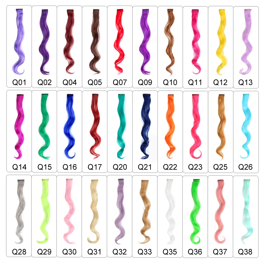 Alileader Hair Extensions 1 piece/lot Clip In Synthetic 30 Colors 20 Inch 50cm Long Body Wave Hair Pieces For Women Girls