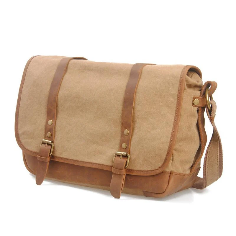 

2017 FREE SHIPPING men's canvas + crazy horse leather messenger/shoulder bags fashion vintage cowhide travel bag for men