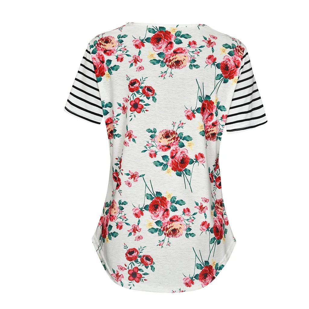 Женские рубашки для беременных с коротким рукавом и цветочным принтом, футболки для кормящих грудью, летние топы для беременных, блузки