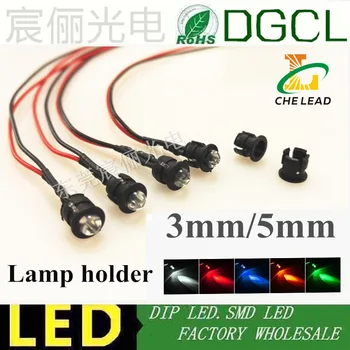 

50pcs 12V/24V Pre wired 3mm 5mm LEDs Bulb with Plastic Bezel Holder Warm white/Red/Green/Blue/Yellow/White 20cm Prewired LED