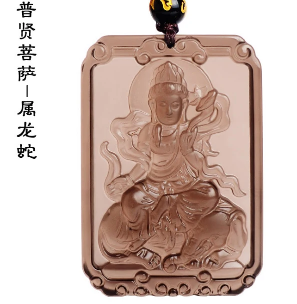Natural Ice Obsidian Lucky Amulet Pendant Necklace Carving Natal Buddha Eight Patron Saint Chinese Twelve Zodiac Jewelry Fine Jewelry