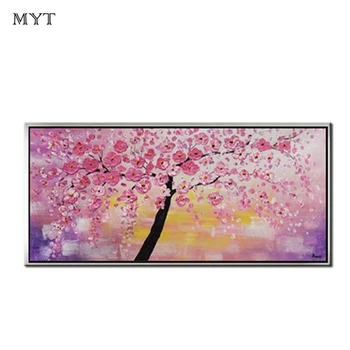 

MYT Pink Color Abstract Textured Flower Handmade Oil Painting Modern Canvas Wall Art Painting Home Living Room Decor Flower
