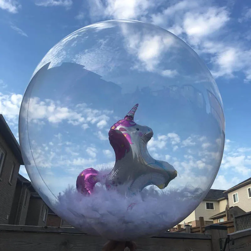 1 комплект 2шт 24 дюйма пузырька без морщин прозрачный воздушный шар из пвх воздушные шары в форме единорога прозрачный сердце воздушный шар лошадь День рождения украшение
