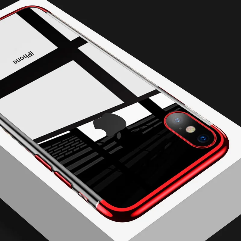 Чехол с гальваническим покрытием для iPhone 7 8 6 6s s Plus Роскошный прозрачный мягкий кремний чехол с покрытием для iPhone X XR XS Max Shell 11 Pro