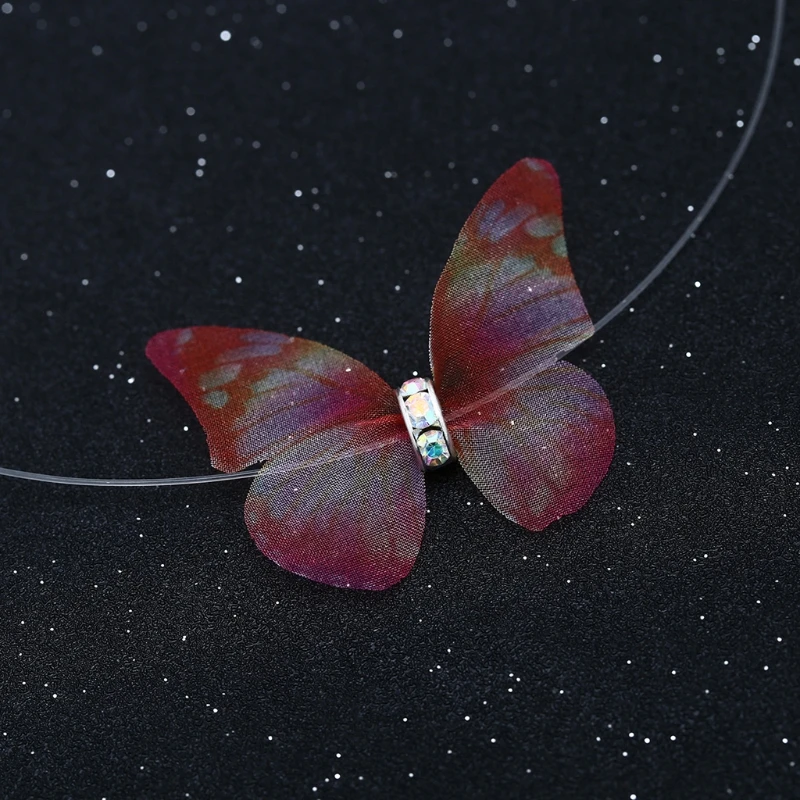 Невидимая бабочка подвеска ожерелье прозрачная леска Чокеры для женщин