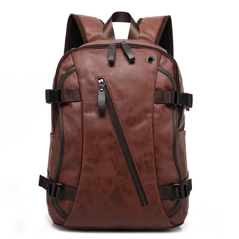 Мужской кожаный рюкзак с масляным воском, мужской повседневный рюкзак и сумки для путешествий, мужские рюкзаки в Западном студенческом стиле, мужские водонепроницаемые Рюкзаки на молнии Mochila - Цвет: DSR00600BR