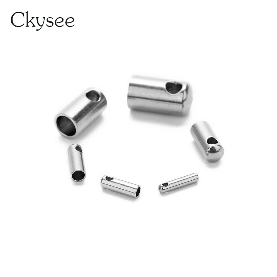 

Ckyee 30Pcs/lot Round Stainless Steel Crimp Clasps End Caps Fit 1/1.5/2/3/4/5mm Inner Hole Leather Cord Diy Jewelry Findings