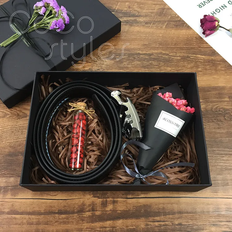 

Cocostyles bespoke popular exquisite generous black gift box with belt men giftsets for birthday valentine gift business present