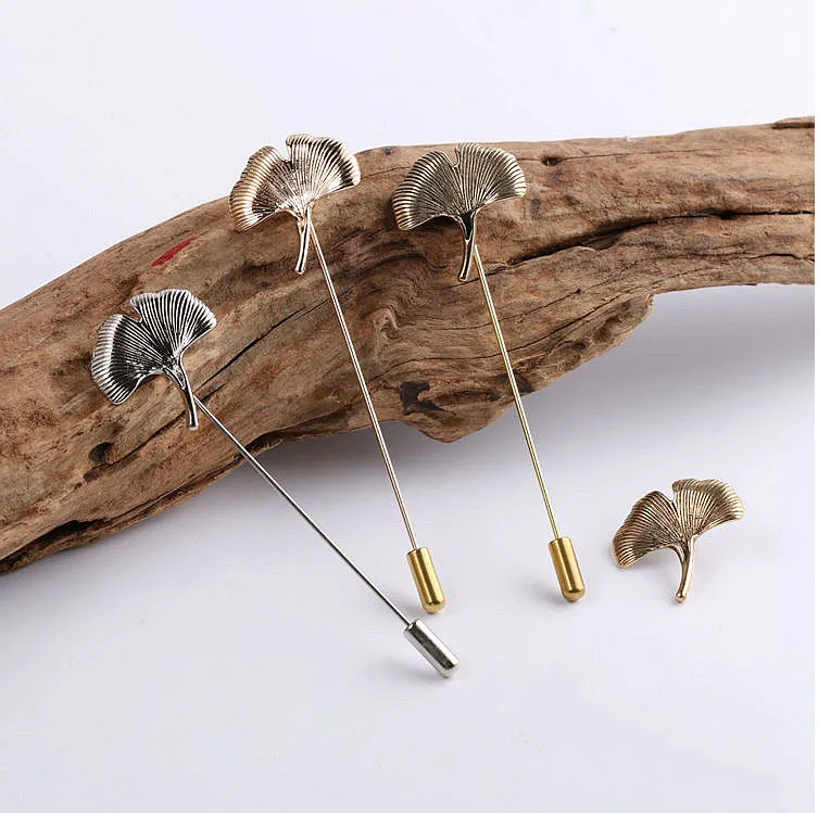 

Hot Sell Vintage Brooches Unisex Collar Pins Ginkgo Biloba Leaf Lapel Pin Brooch Pins Men flower Leaves Brooch Bijoux