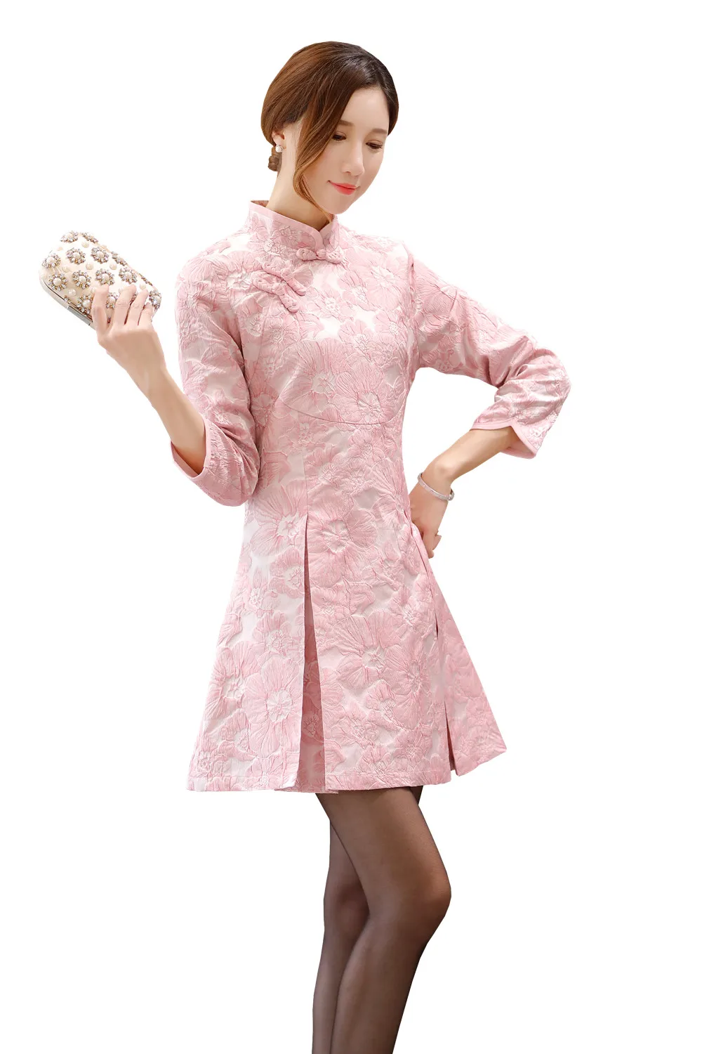 Шанхай история 3/4 рукав Cheongsam Китайская традиционная одежда Нет эластичная ткань