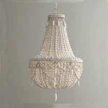 Ретро промышленный деревянный подвесной светильник, винтажный белый/серый деревянный подвесной светильник из бисера, спальня, столовая, лофт, Скандинавская лампа