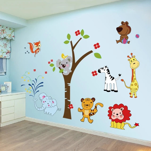 Cartoon Zoo Pattern Wall Stickers Kids Room Kindergarten Living Room ... Cartoon Zoo Pattern Wall Stickers Kids Room Kindergarten Living Room ...